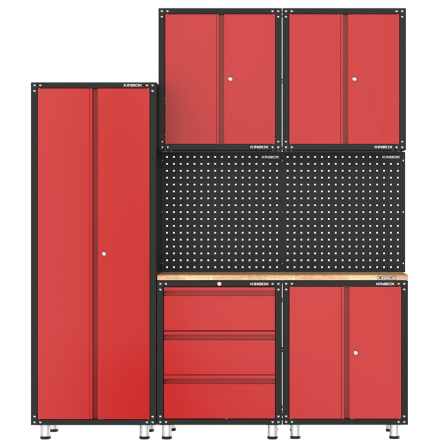 8-teiliges Garagen- und Werkstatt-Schranksystem aus Metall